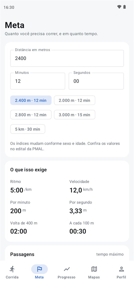 Tela de meta